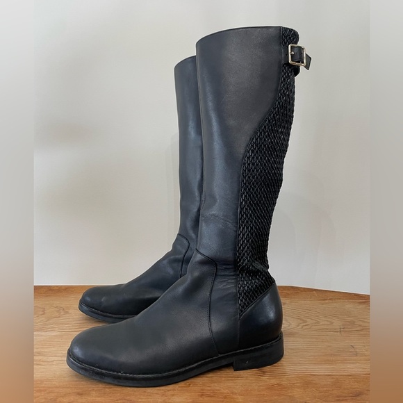 Cole Haan Women's Idah Boot Tall Riding Black Leather Winter Expanding Calf Sz 9 - Picture 4 of 9